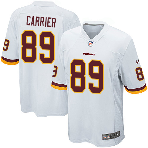 Men's Game Derek Carrier Nike Jersey White Road - #89 NFL Washington Redskins